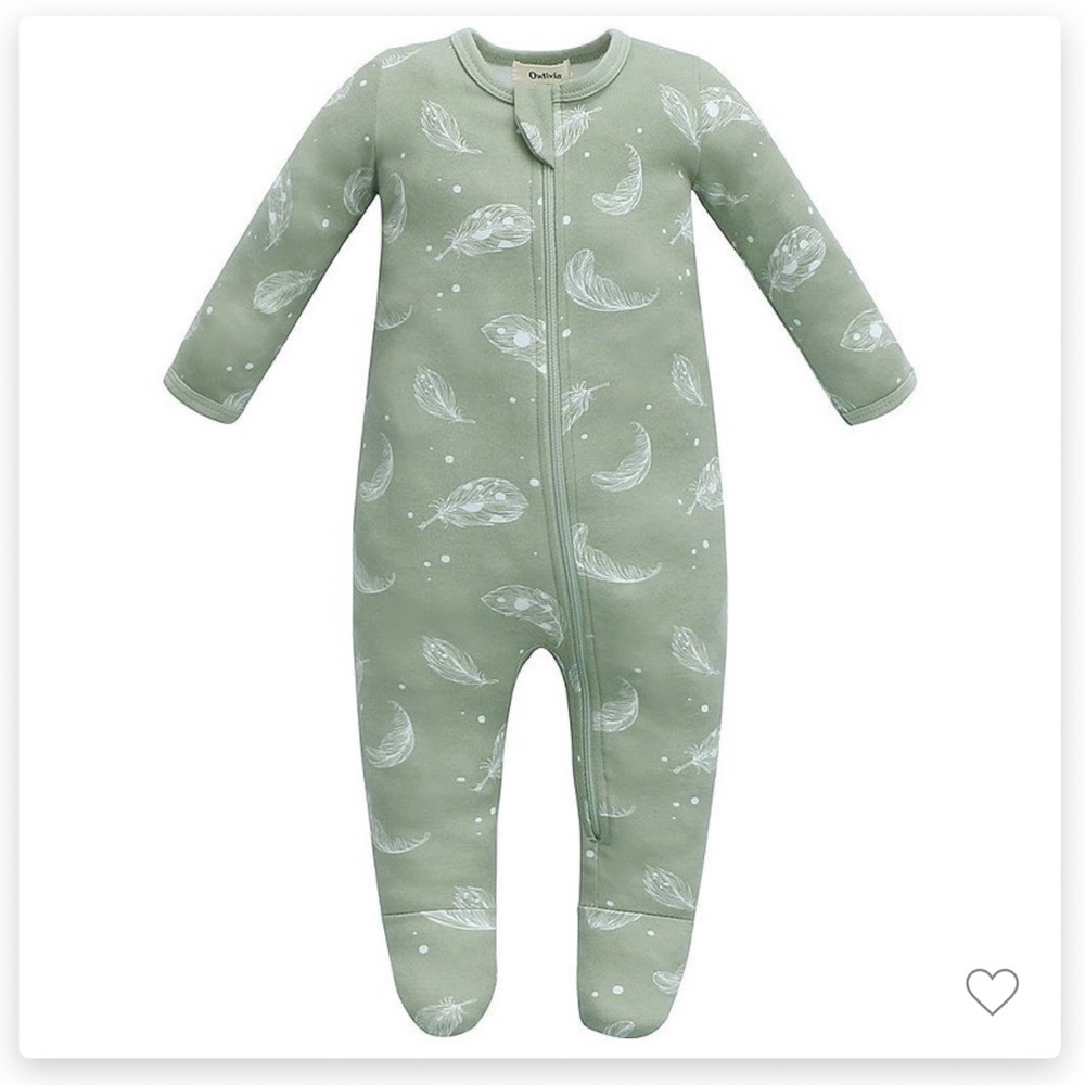 Owlivia Organic Cotton Footie, feather green